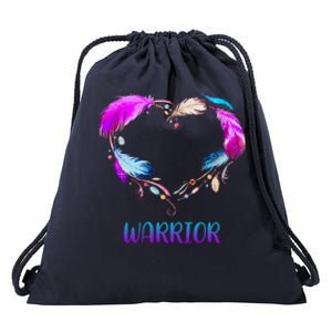 Warrior Heart Feather Graphic Drawstring Bag