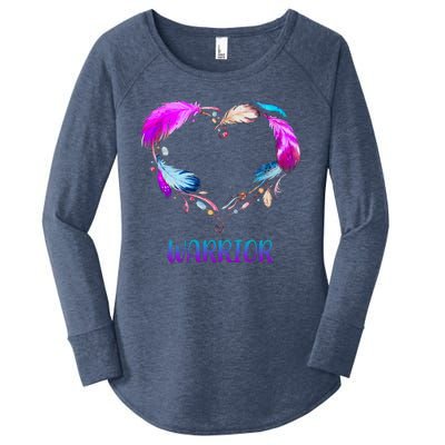 Warrior Heart Feather Graphic Women's Perfect Tri Tunic Long Sleeve Shirt