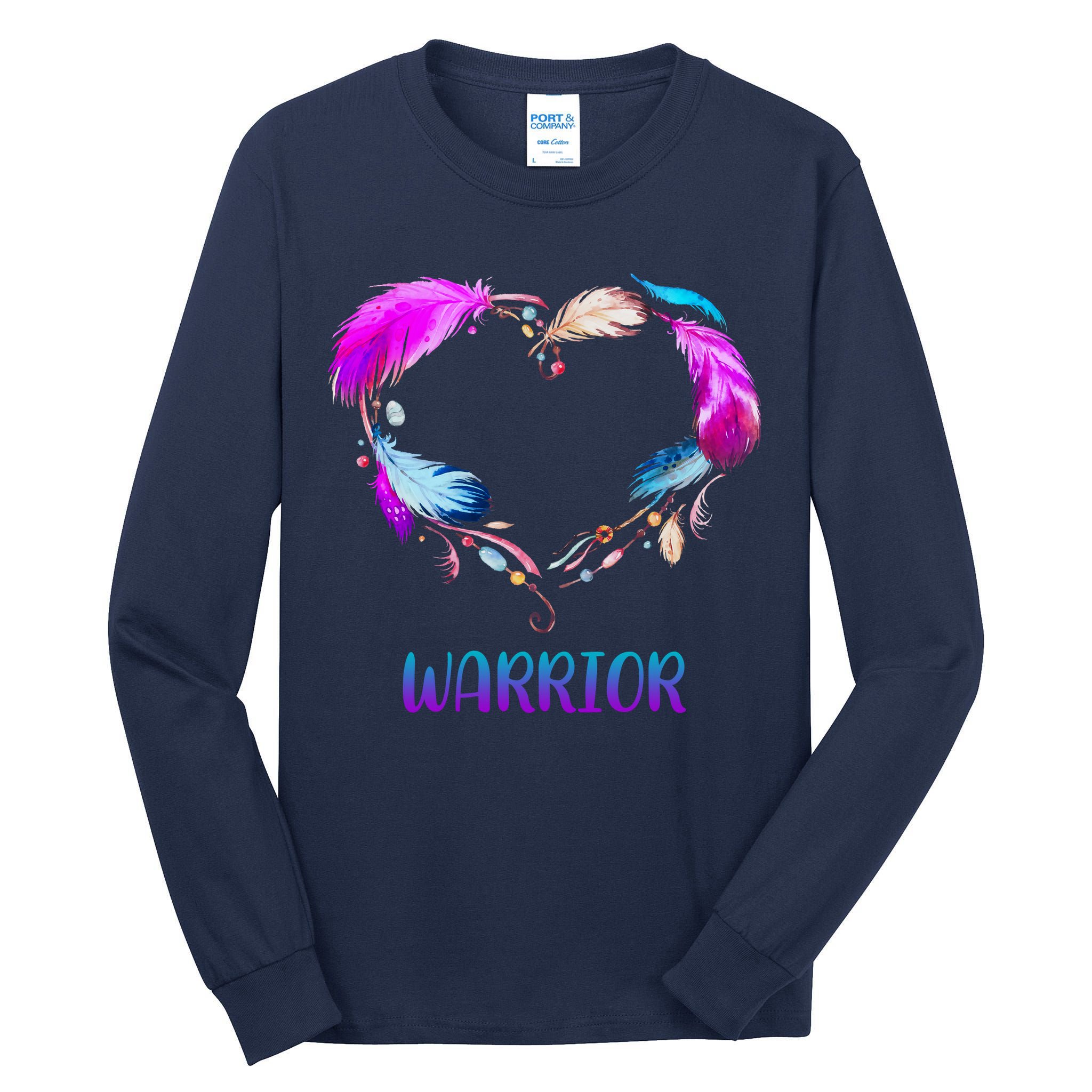 Warrior Heart Feather Graphic Tall Long Sleeve T-Shirt
