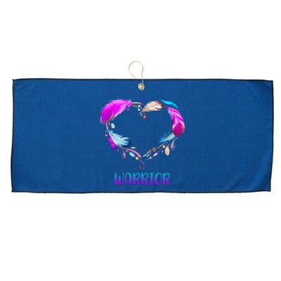 Warrior Heart Feather Graphic Large Microfiber Waffle Golf Towel