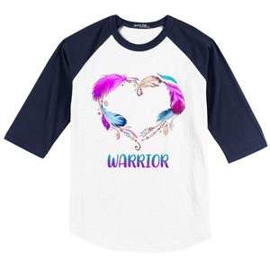 Warrior Heart Feather Graphic Baseball Sleeve Shirt