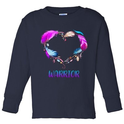 Warrior Heart Feather Graphic Toddler Long Sleeve Shirt