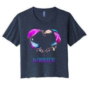 Warrior Heart Feather Graphic Women's Crop Top Tee