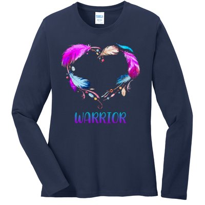 Warrior Heart Feather Graphic Ladies Long Sleeve Shirt