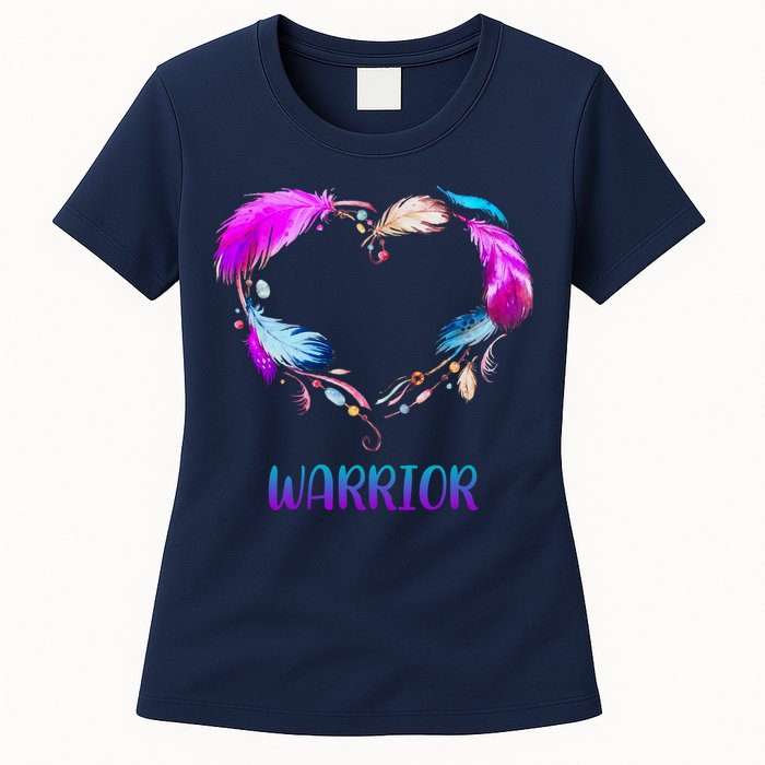 Warrior Heart Feather Graphic Womens T-Shirt
