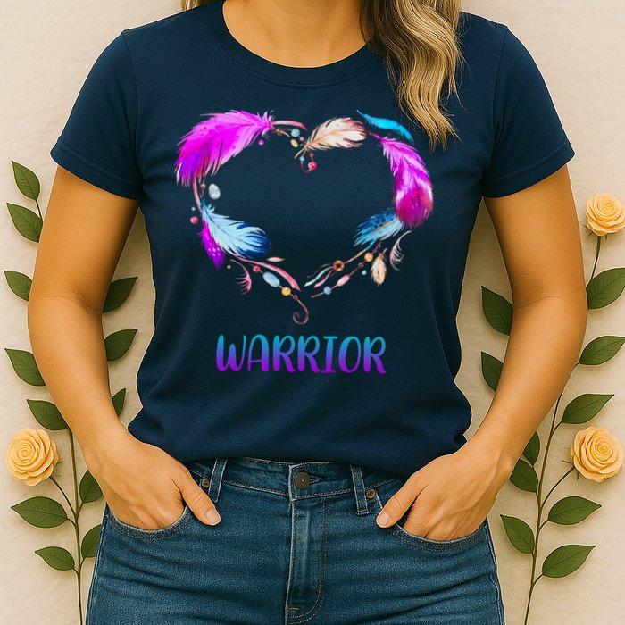 Warrior Heart Feather Graphic Womens T-Shirt