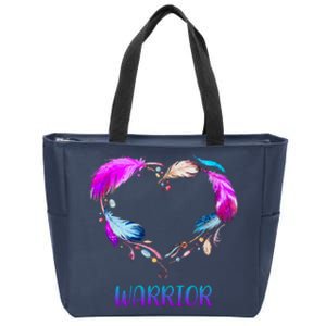 Warrior Heart Feather Graphic Zip Tote Bag