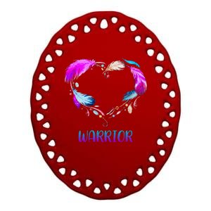 Warrior Heart Feather Graphic Ceramic Oval Ornament