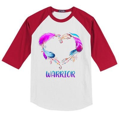 Warrior Heart Feather Graphic Kids Colorblock Raglan Jersey