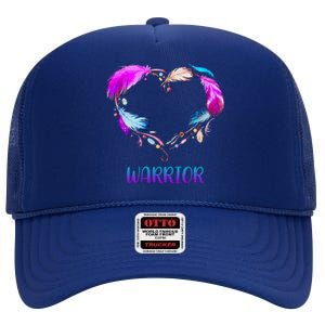 Warrior Heart Feather Graphic High Crown Mesh Back Trucker Hat