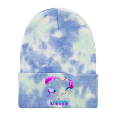 Warrior Heart Feather Graphic Tie Dye 12in Knit Beanie