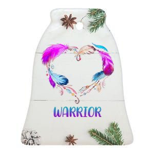 Warrior Heart Feather Graphic Ceramic Bell Ornament