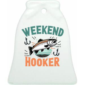 Weekend Hooker Fishing Ceramic Bell Ornament