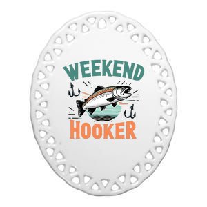 Weekend Hooker Fishing Ceramic Oval Ornament