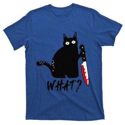 What Halloween Funny Murderous Cat With Knife T-Shirt