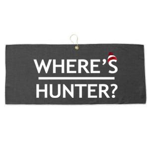 WhereS Hunter Funny Trump Quote 2020 Rally Gift Ideas Gift Large Microfiber Waffle Golf Towel