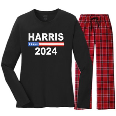 Wo Harris For President Election Kamala Harris 2024 Women's Long Sleeve Flannel Pajama Set 