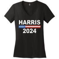 Wo Harris For President Election Kamala Harris 2024 Women's V-Neck T-Shirt