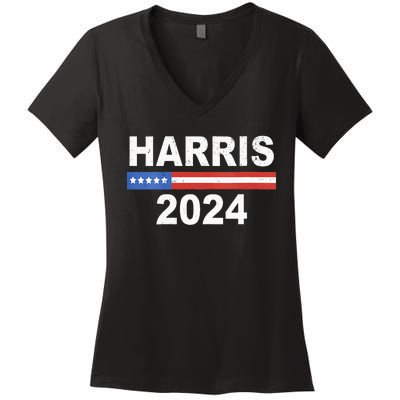 Wo Harris For President Election Kamala Harris 2024 Women's V-Neck T-Shirt