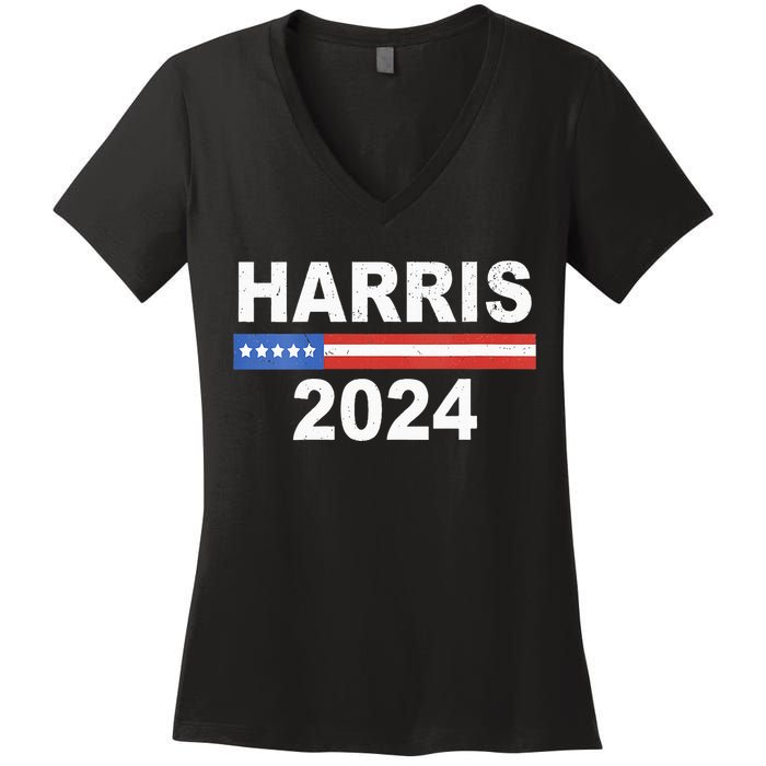 Wo Harris For President Election Kamala Harris 2024 Women's V-Neck T-Shirt