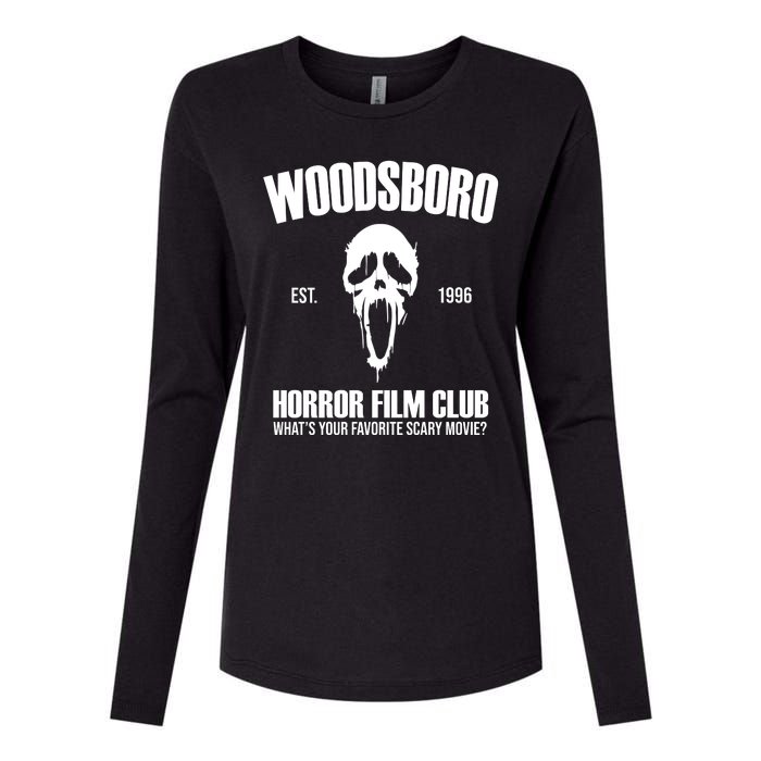 Woodsboro Horror Film Club Scary Movie Womens Cotton Relaxed Long Sleeve T-Shirt