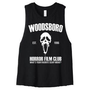 Woodsboro Horror Film Club Scary Movie Women's Racerback Cropped Tank