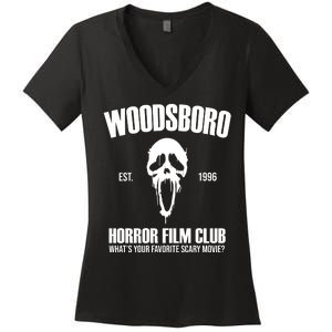 Woodsboro Horror Film Club Scary Movie Women's V-Neck T-Shirt