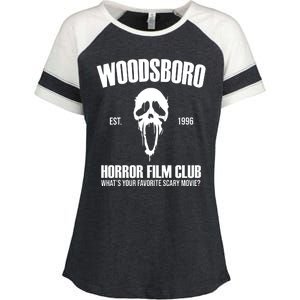 Woodsboro Horror Film Club Scary Movie Enza Ladies Jersey Colorblock Tee