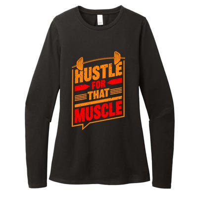 Weightlifting Hustle For That Muscle Lifting Fitness Design Gift Womens CVC Long Sleeve Shirt