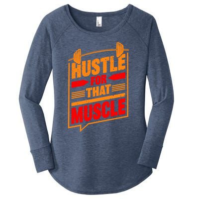 Weightlifting Hustle For That Muscle Lifting Fitness Design Gift Women's Perfect Tri Tunic Long Sleeve Shirt