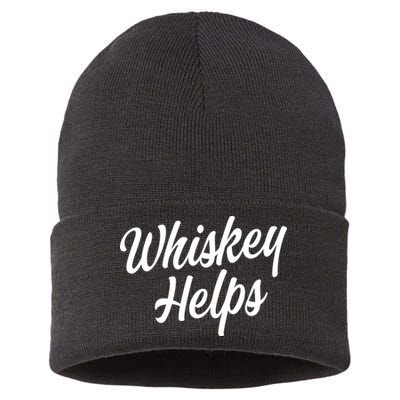 Whiskey Helps Funny Sustainable Knit Beanie