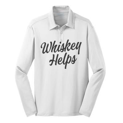 Whiskey Helps Funny Silk Touch Performance Long Sleeve Polo