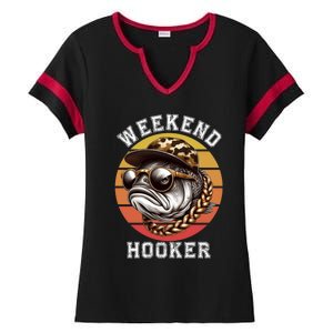 Weekend Hooker Fishing Funny Reel Cool Fisher Design Great Gift Ladies Halftime Notch Neck Tee