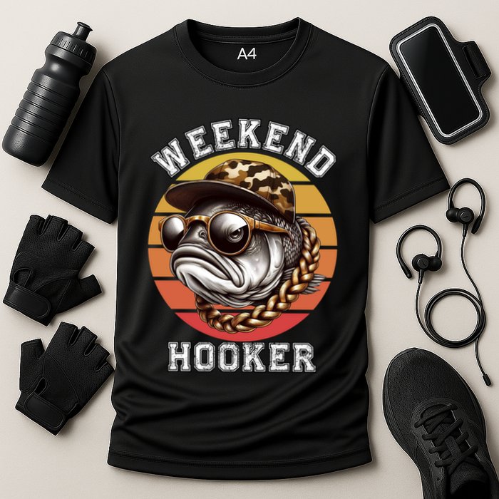 Weekend Hooker Fishing Funny Reel Cool Fisher Design Great Gift Cooling Performance Crew T-Shirt