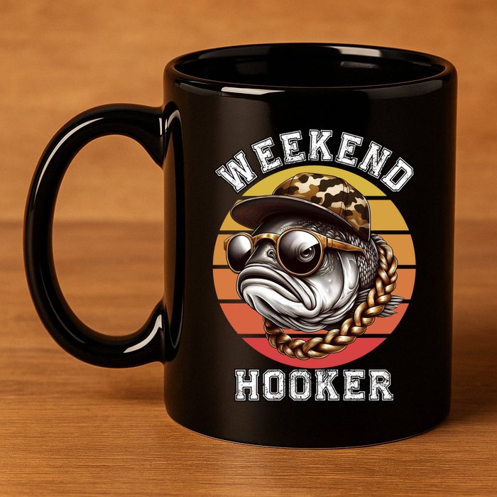 Weekend Hooker Fishing Funny Reel Cool Fisher Design Great Gift 11oz C Handle Ceramic Mug