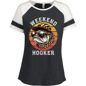 Weekend Hooker Fishing Funny Reel Cool Fisher Design Great Gift Enza Ladies Jersey Colorblock Tee