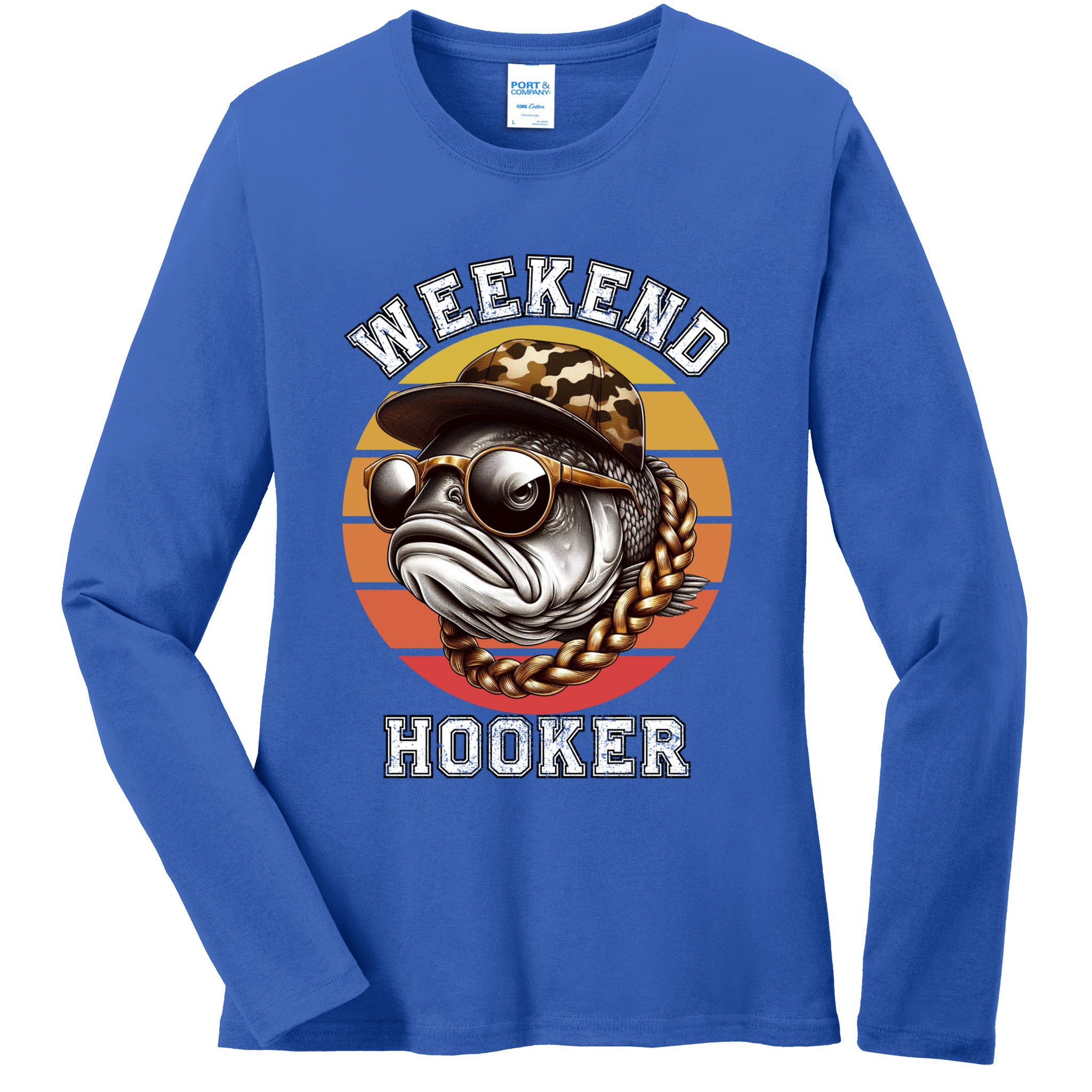 Weekend Hooker Fishing Funny Reel Cool Fisher Design Great Gift Ladies Long Sleeve Shirt
