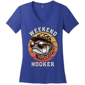 Weekend Hooker Fishing Funny Reel Cool Fisher Design Great Gift Women's V-Neck T-Shirt