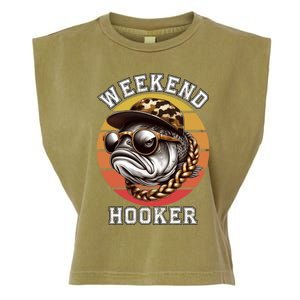 Weekend Hooker Fishing Funny Reel Cool Fisher Design Great Gift Garment-Dyed Women's Muscle Tee