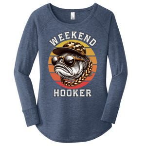 Weekend Hooker Fishing Funny Reel Cool Fisher Design Great Gift Women's Perfect Tri Tunic Long Sleeve Shirt