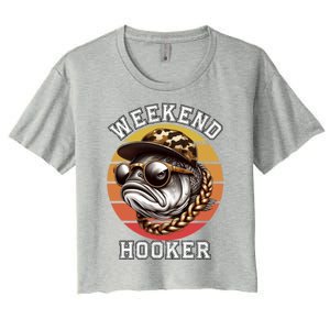 Weekend Hooker Fishing Funny Reel Cool Fisher Design Great Gift Women's Crop Top Tee