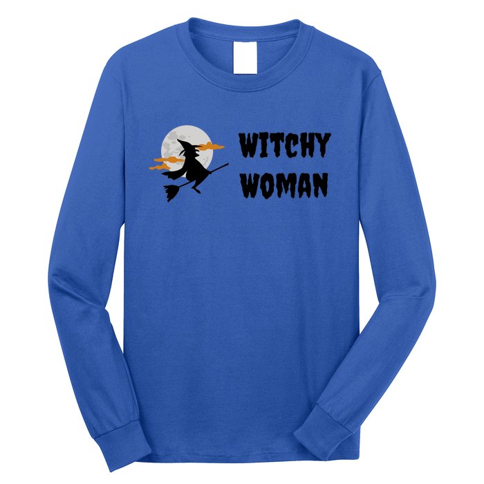 Witchy Halloween Fun Witch Flying Broomstick At Night Meaningful Gift Long Sleeve Shirt