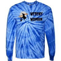 Witchy Halloween Fun Witch Flying Broomstick At Night Meaningful Gift Tie-Dye Long Sleeve Shirt