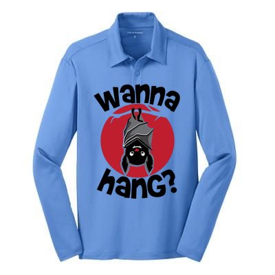 Wanna Hang Funny Bat Silk Touch Performance Long Sleeve Polo