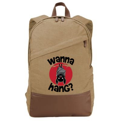 Wanna Hang Funny Bat Cotton Canvas Backpack