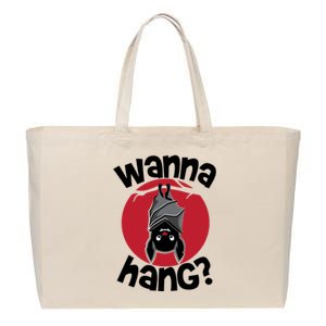 Wanna Hang Funny Bat Cotton Canvas Jumbo Tote