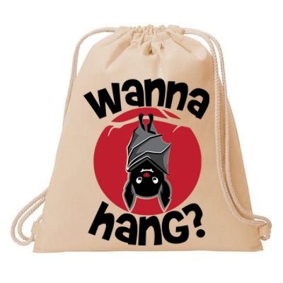 Wanna Hang Funny Bat Drawstring Bag