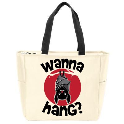 Wanna Hang Funny Bat Zip Tote Bag