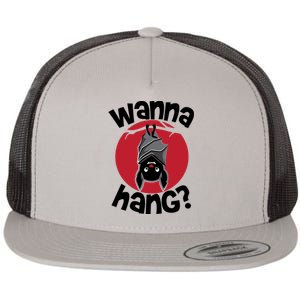 Wanna Hang Funny Bat Flat Bill Trucker Hat