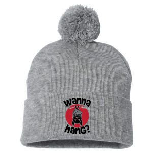 Wanna Hang Funny Bat Pom Pom 12in Knit Beanie